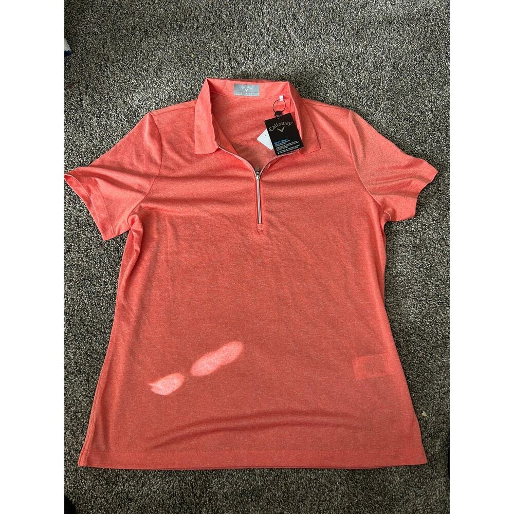Calloway Womens Medium Salmon 1/4 Zip Polo Shirt (NWT)